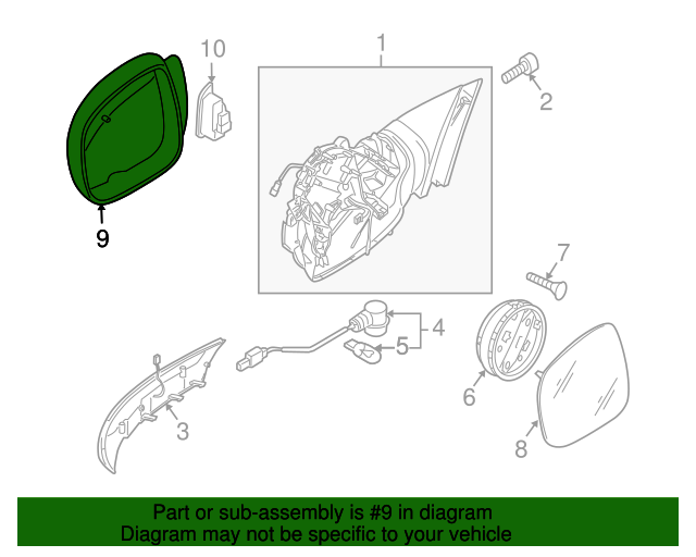 20072010 Volkswagen Touareg Mirror Cover 7L6857528GGRU VW Parts Vortex