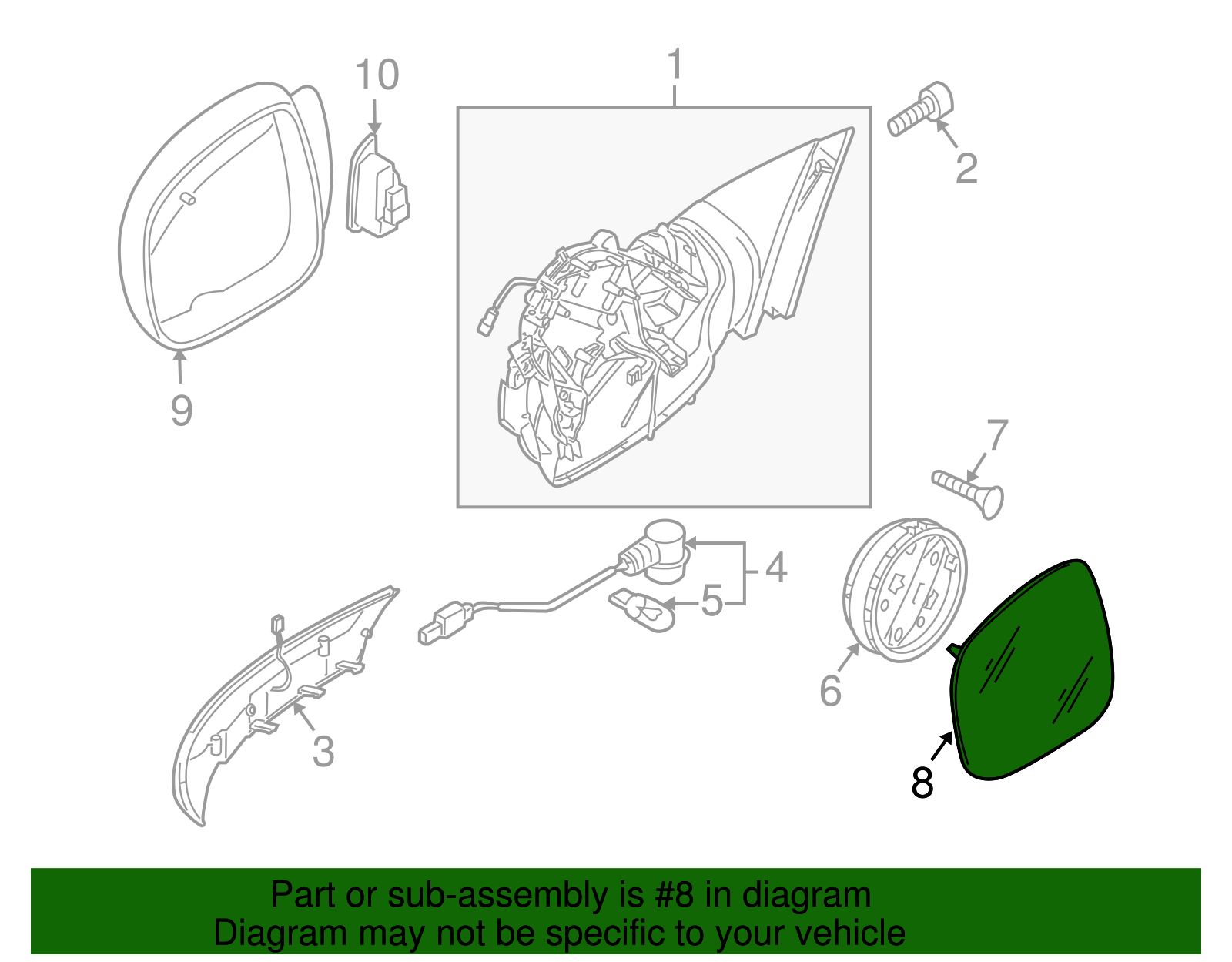 Mirror Glass - Volkswagen (7L6-857-522-AA)