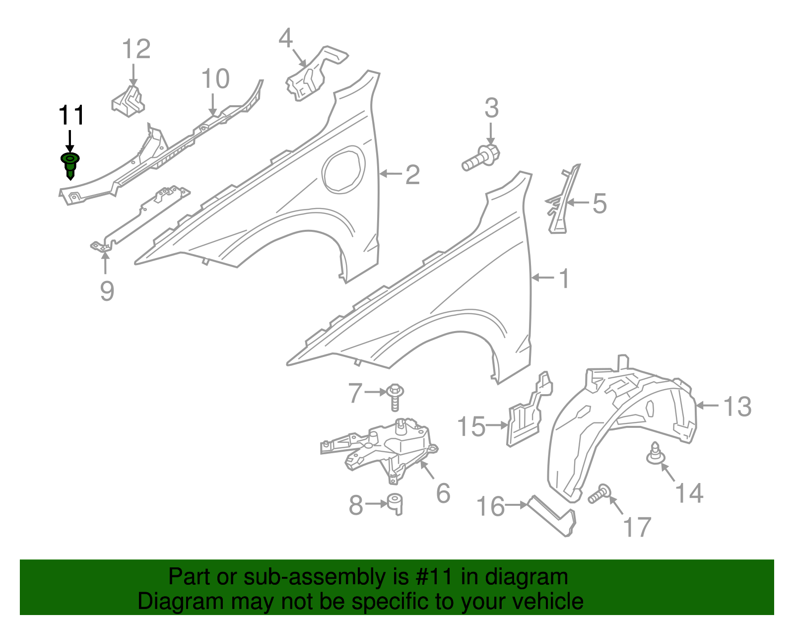 Genuine Fender Ledge Cover Clip for 2016-2025 Volvo | Part