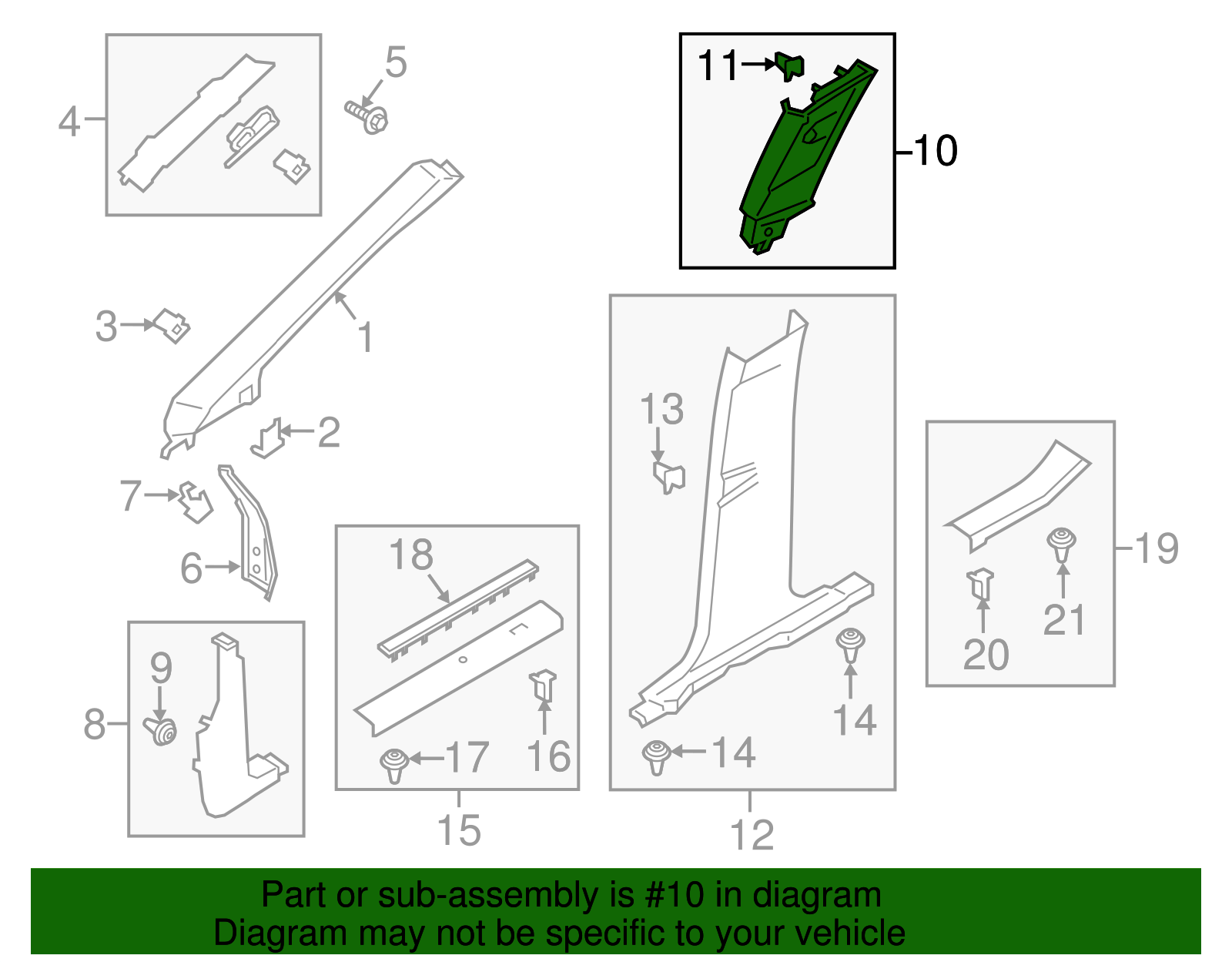 Upper Center Pillar Trim - Ford (GJ7Z-7824356-AC)