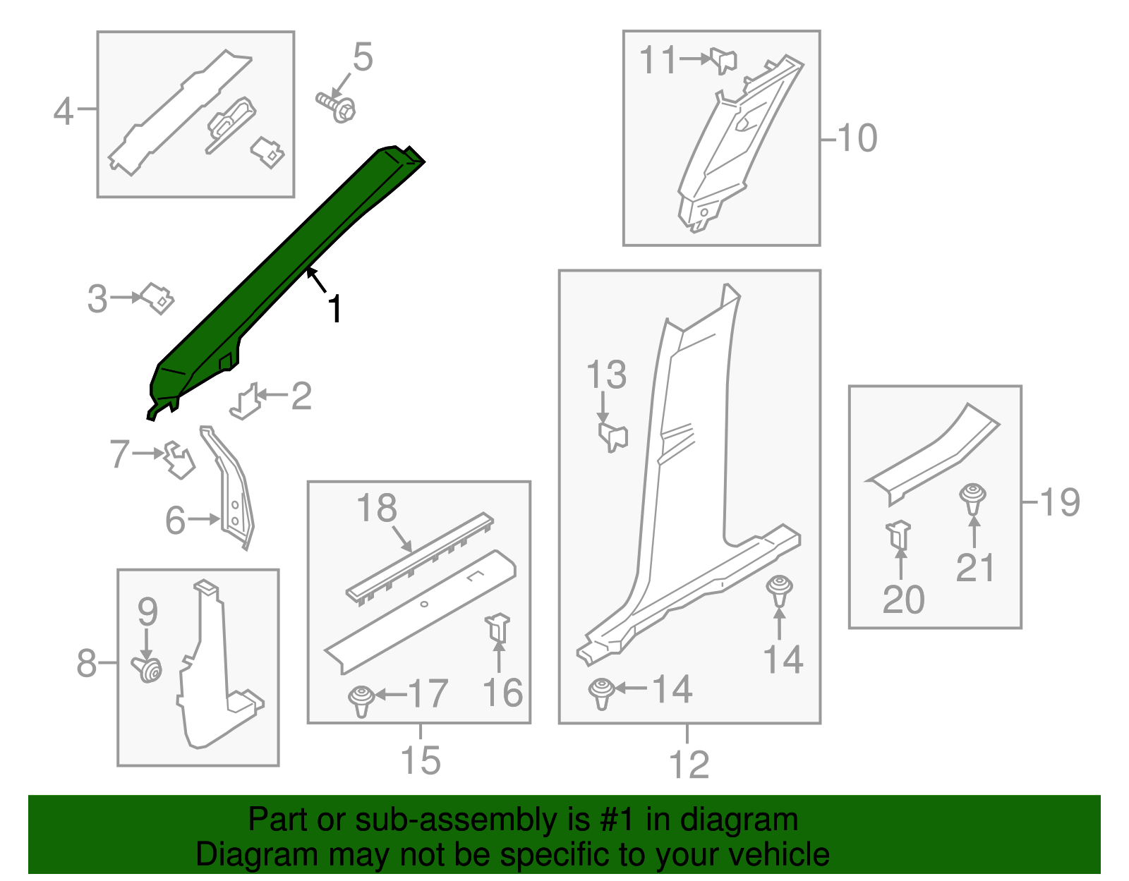 Windshield Pillar Trim - Ford (GJ7Z-7803598-AE)