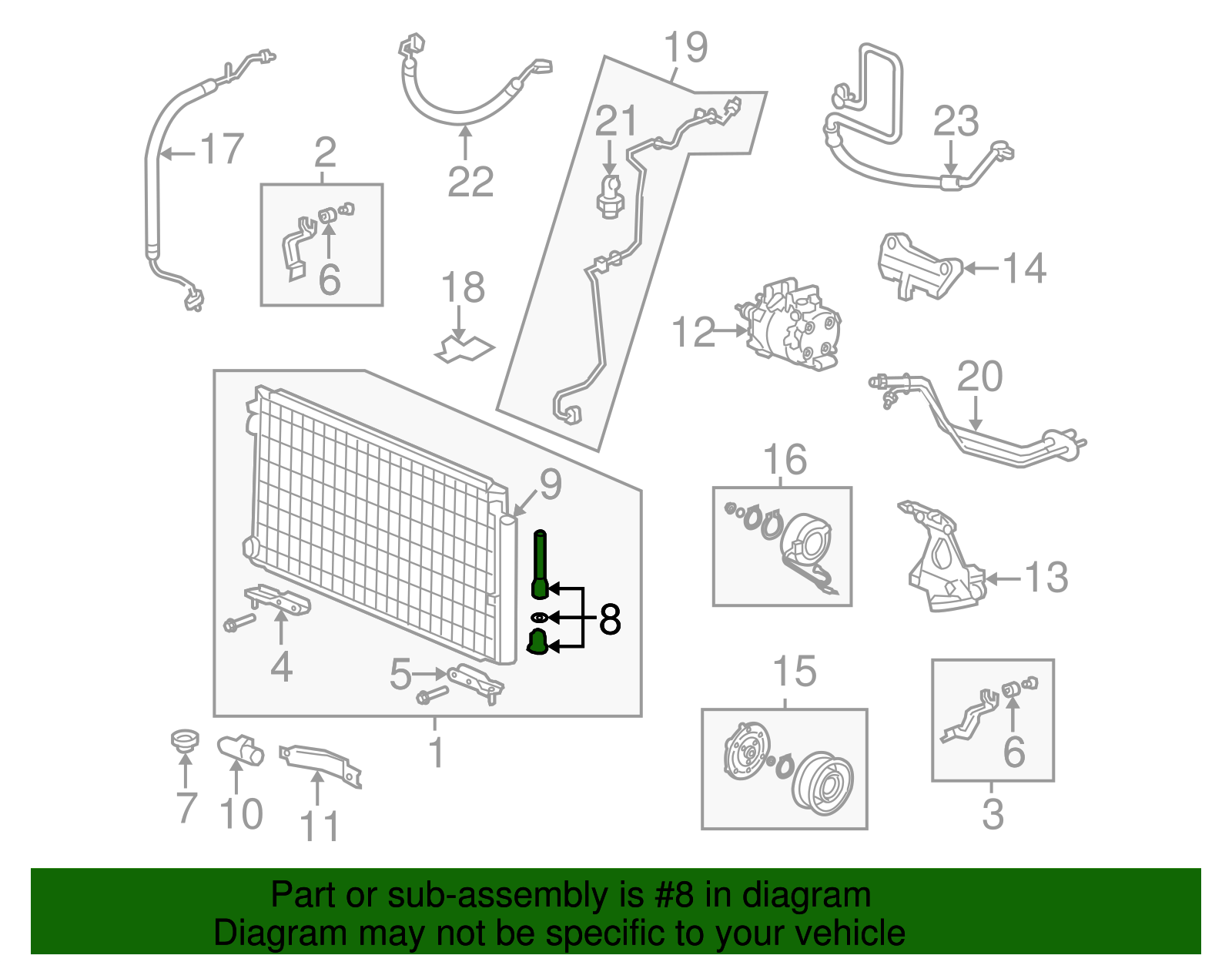 AC Condenser With Receiver Drier – Direct Fit For Honda Pilot 2009-2015 3.5L