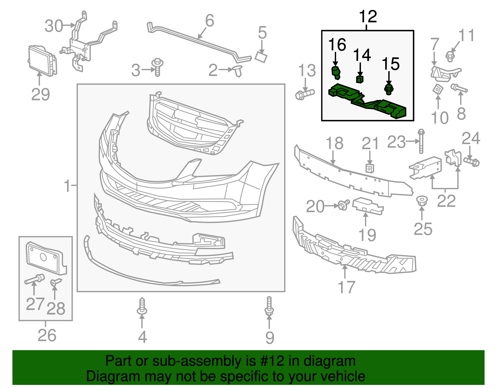 Front Bumper Fascia Center Support - Buick (90922349)