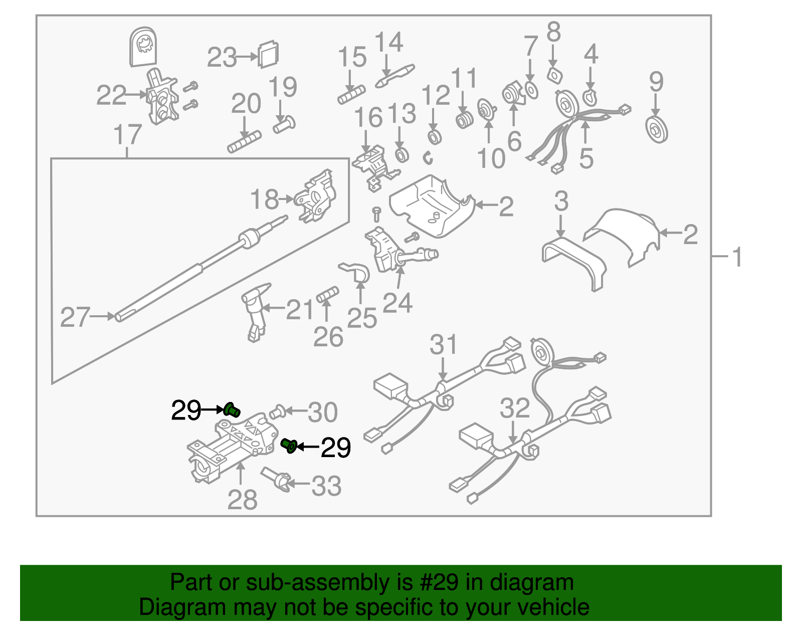 Steering Column Tilt Lock Release Lever Pivot Pin - GM (26036317)