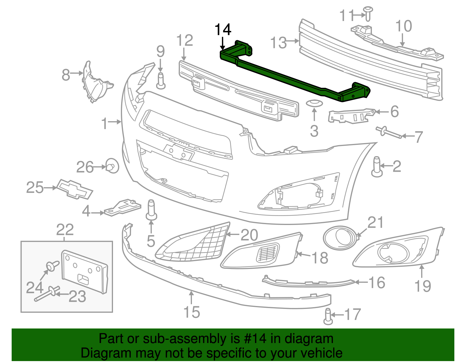 Front Bumper Lower Impact Bar - GM (96696249)