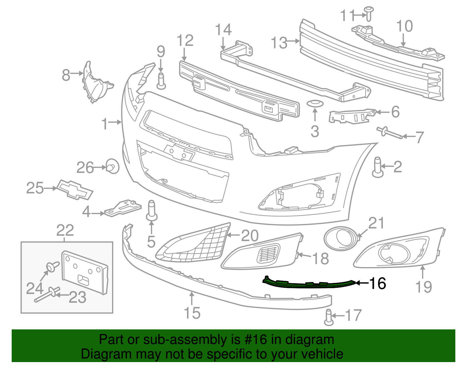 Front Driver Side Bumper Fascia Air Deflector Spacer - GM (96695218)