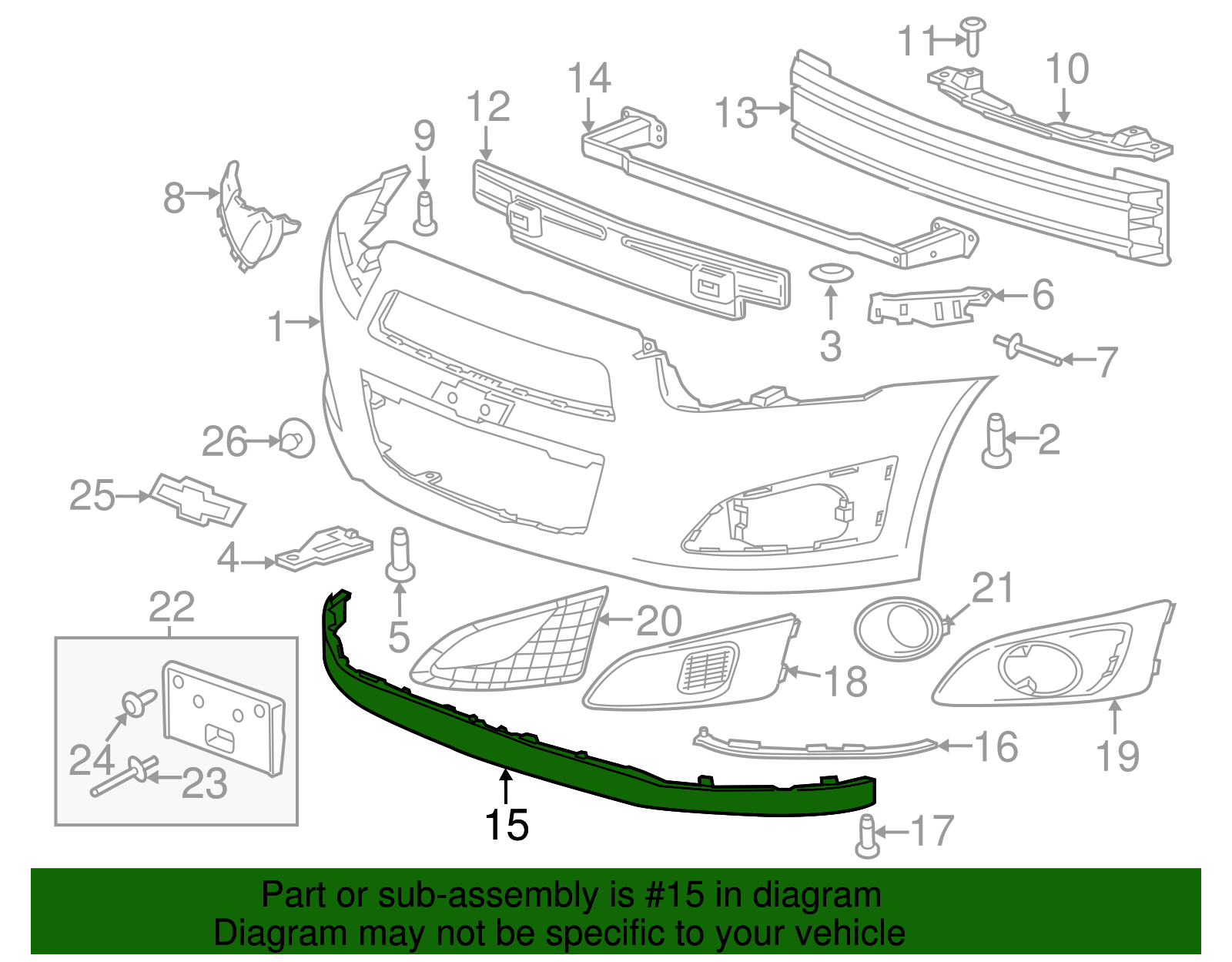 Front Bumper Fascia Air Deflector - GM (96694779)