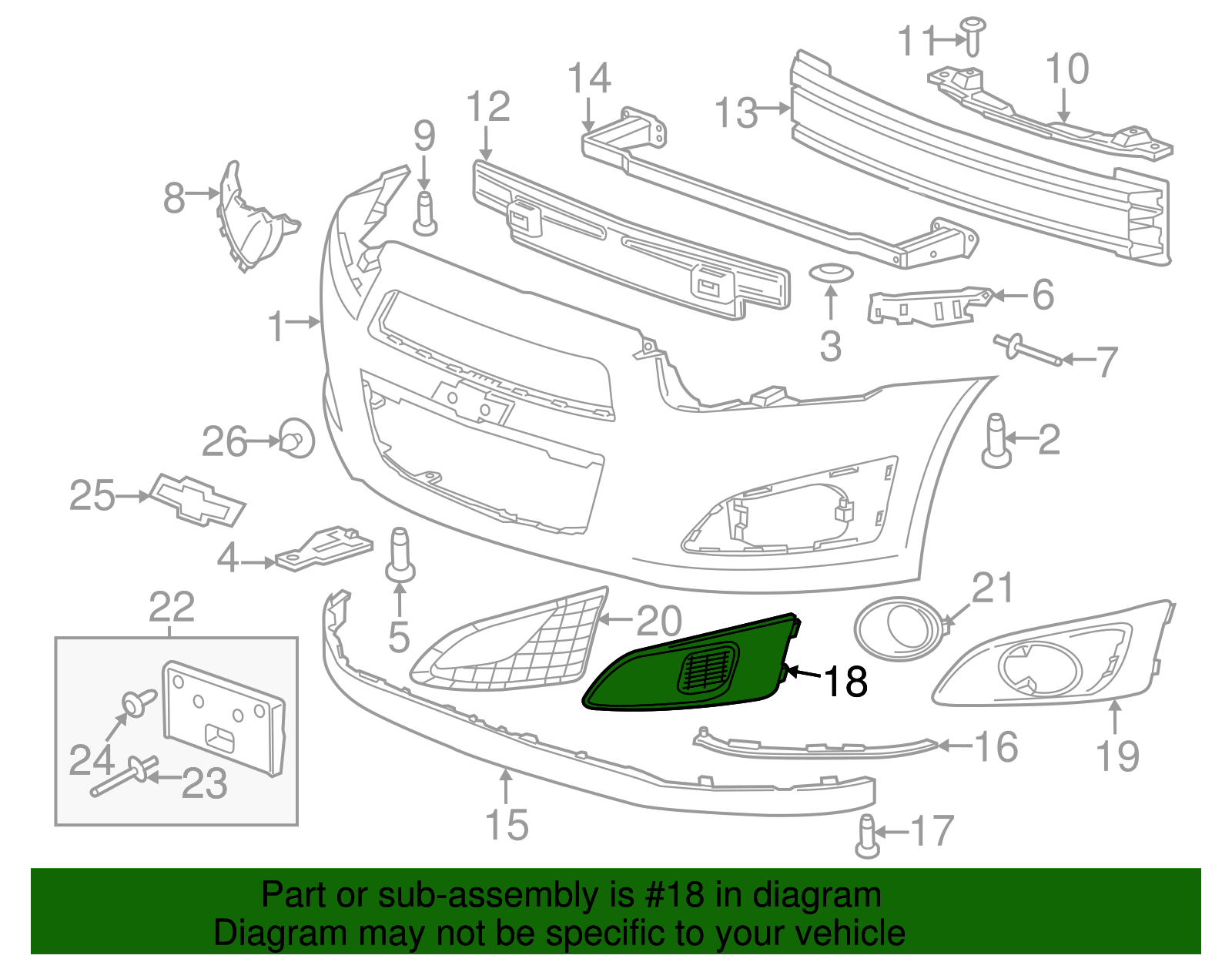 Front Driver Side Fog Lamp Cover - GM (96694768)