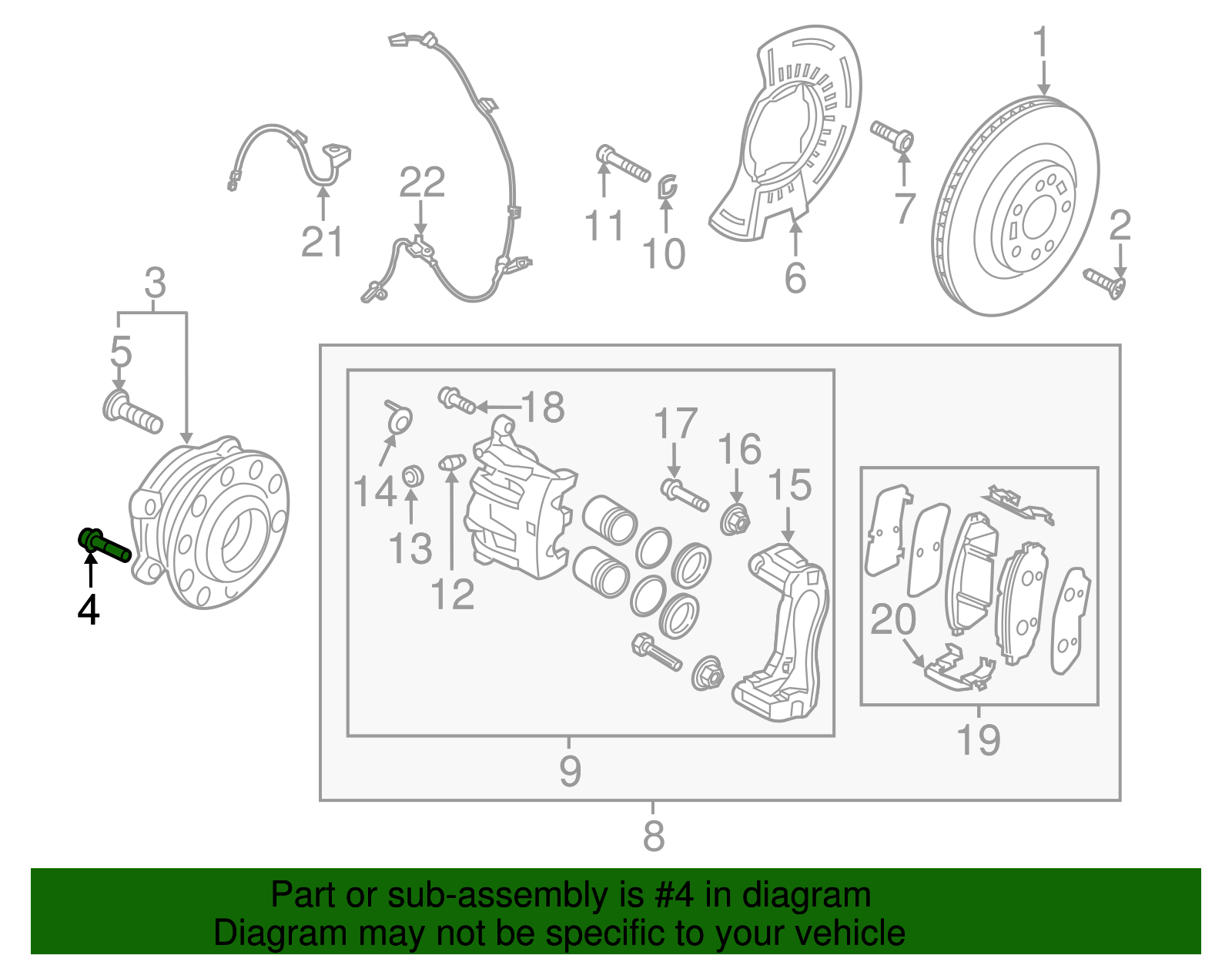 2016-2024 Kia Hub Assembly Mount Bolt 54561-2B100 | TascaParts.com