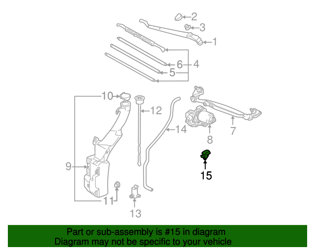 8538142070 Windshield Washer Nozzle (Front) 19982005 Toyota RAV4