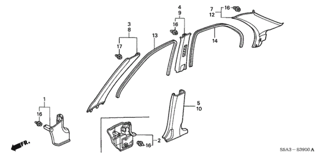 Pillar Garnish for 2003 Honda Civic #0