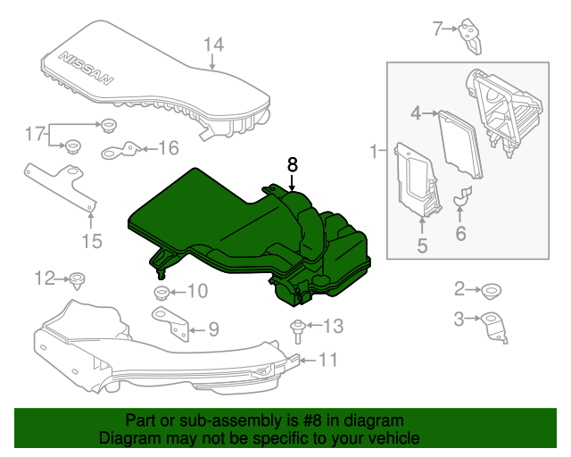 20172019 Nissan Rogue Sport Air Inlet Duct 165546MA2B Pro Nissan Parts