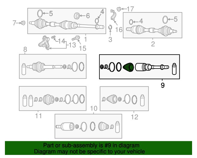 20142021 Mazda Inner Cv Joint GDB622520