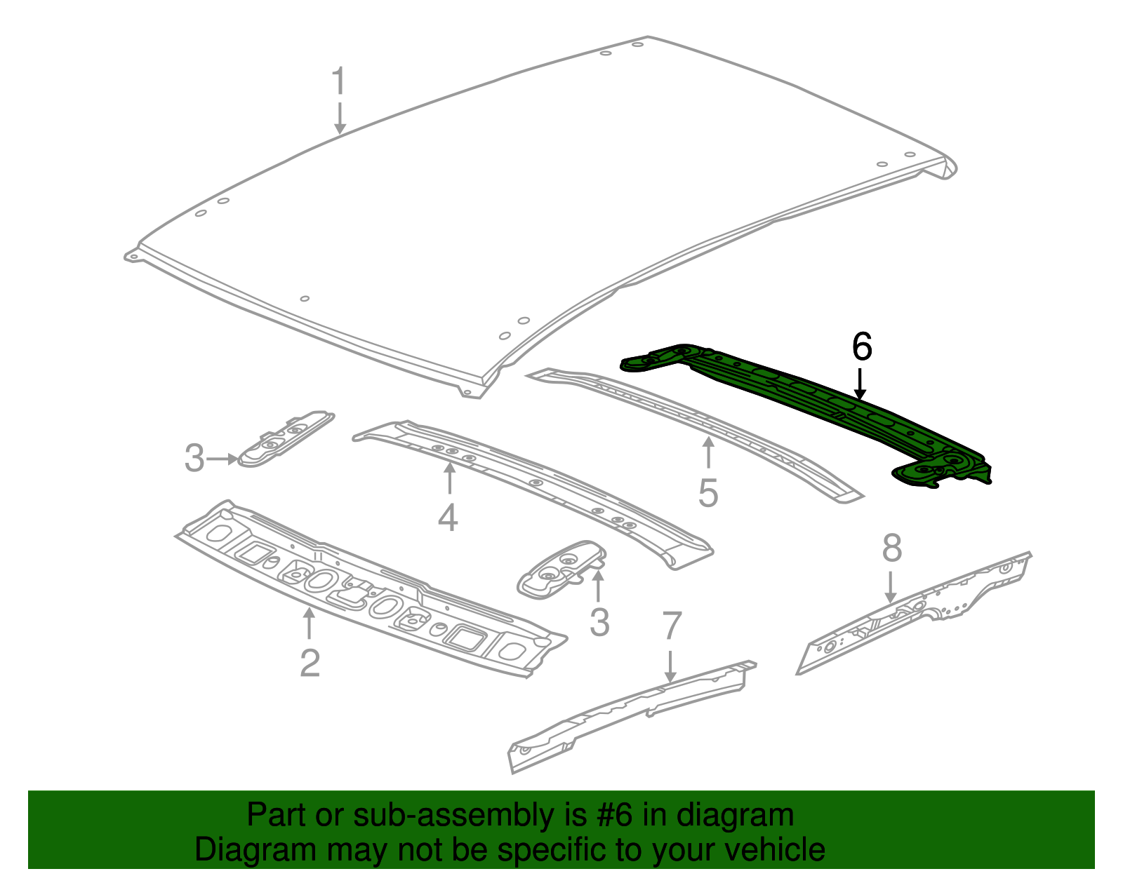 Rear Inner Roof Panel - GM (96849050)