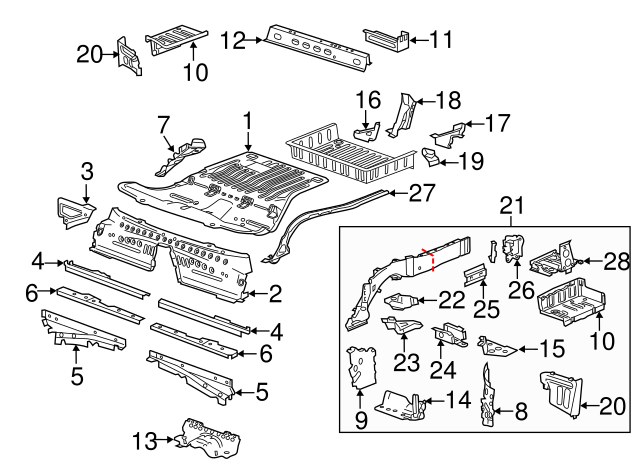 22860847 - Driver Side Rear Compartment Panel Longitudinal Rail 2013 ...