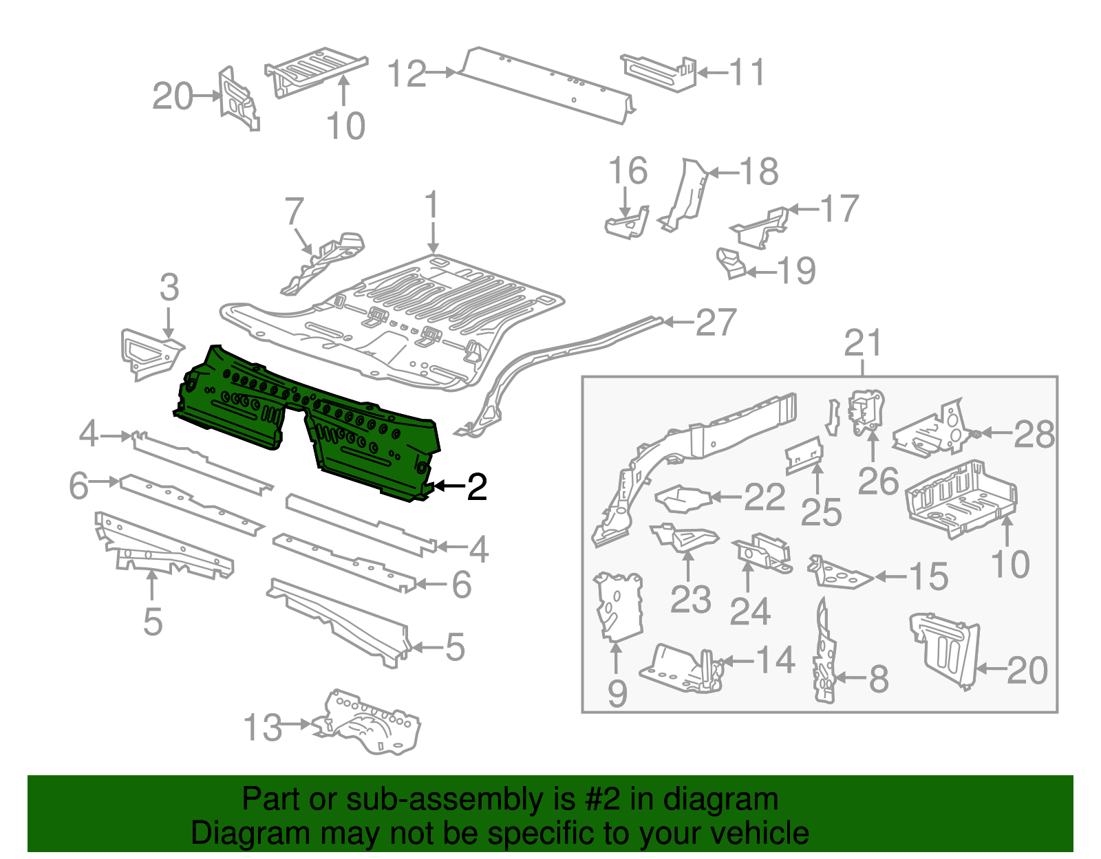 Rear Floor Panel - Cadillac (84137603)
