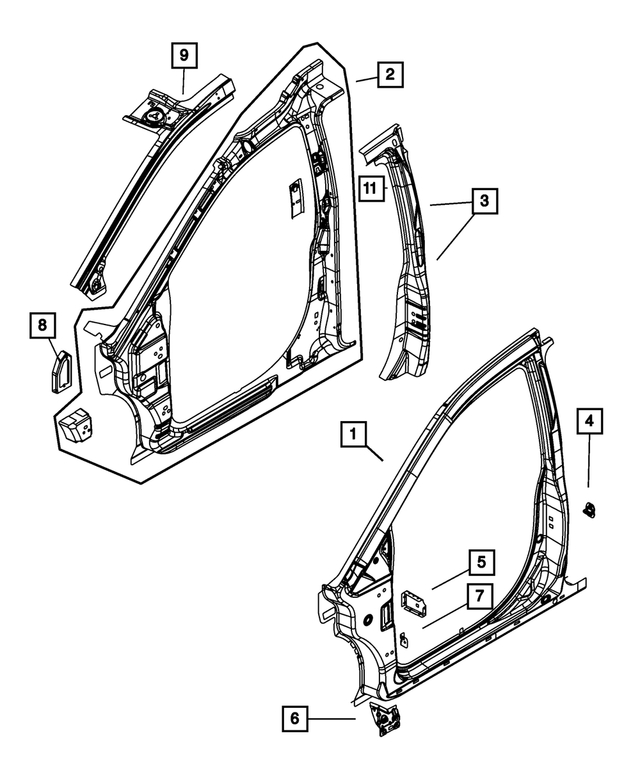 20082012 Mopar BPillar Reinforcement, Right 5109490AF My Mopar Parts