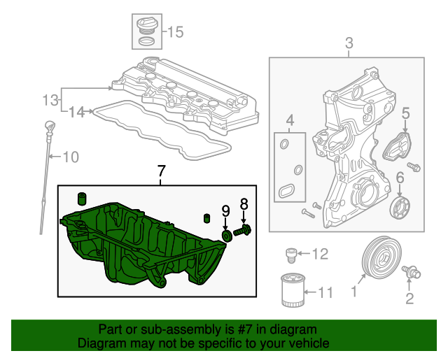 Genuine OEM Acura Pan Assembly, Oil Part 11200R0A000 Acura Parts