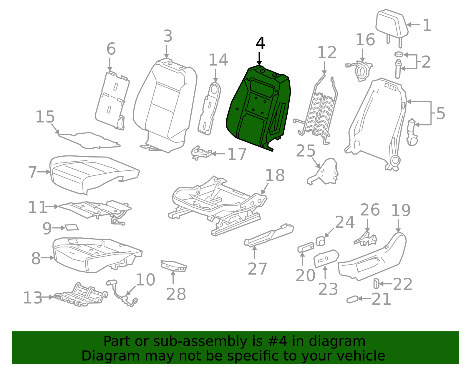 Driver Seat Back Pad - GM (84462132)