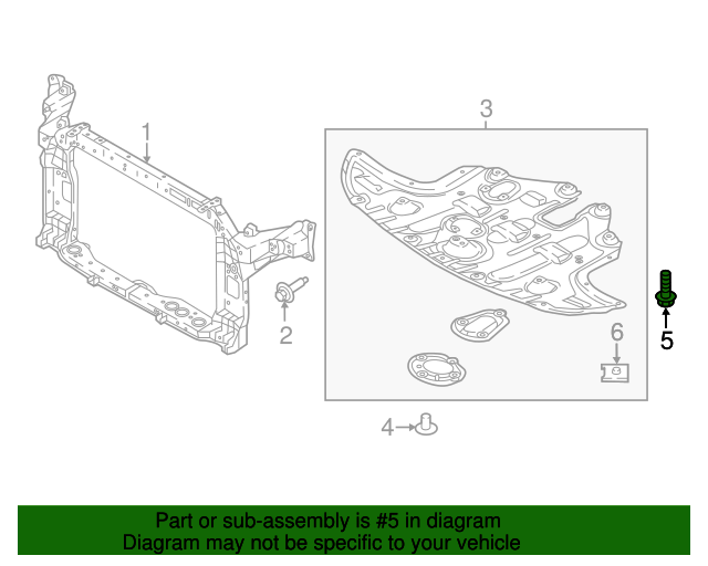 20182021 Kia Sportage Radiator Support Splash Shield Bolt 1127406256K