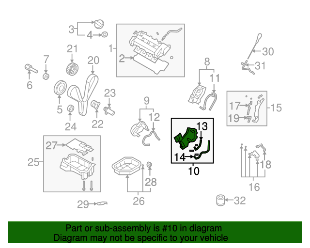 20062009 Hyundai Santa Fe Engine Timing Cover 213503E000 OEM Parts
