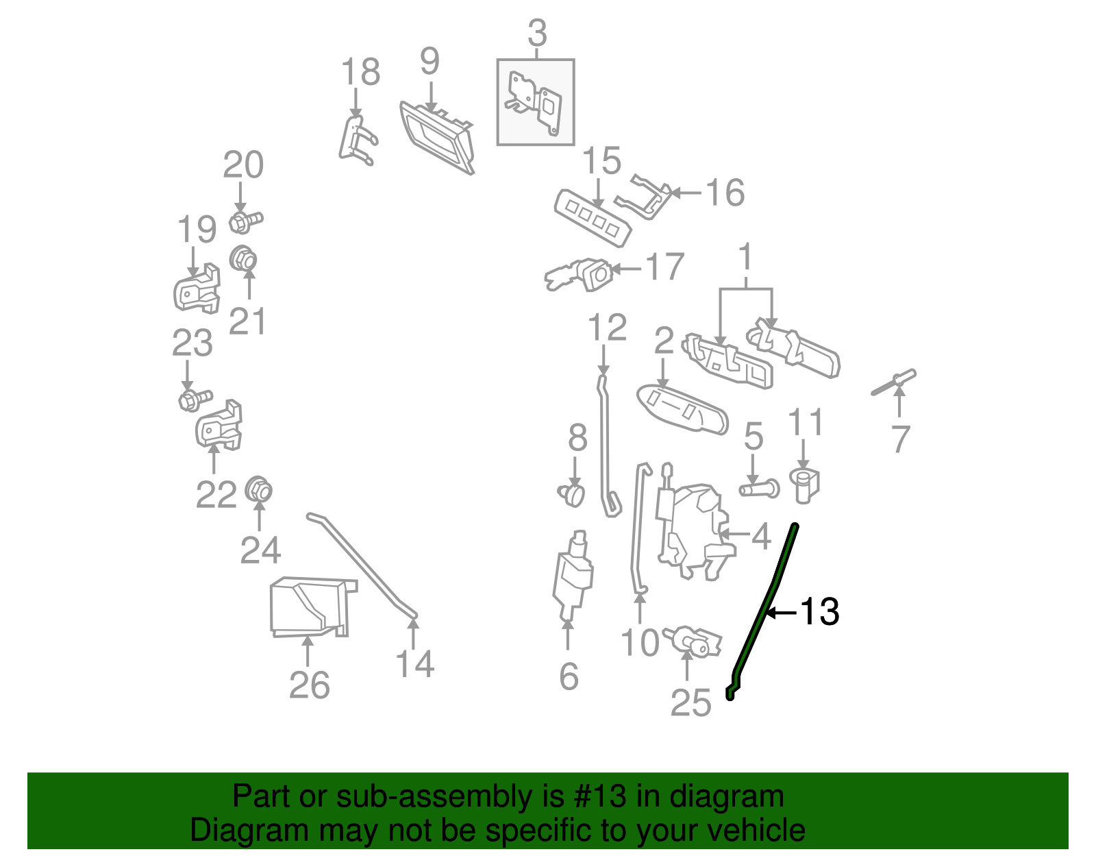 Lock Rod - Ford (YW7Z-5421850-AA)