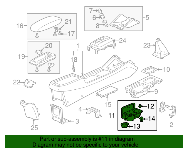 19982002 Honda Accord Holder Assembly, Cup *NH167L* (Graphite Black