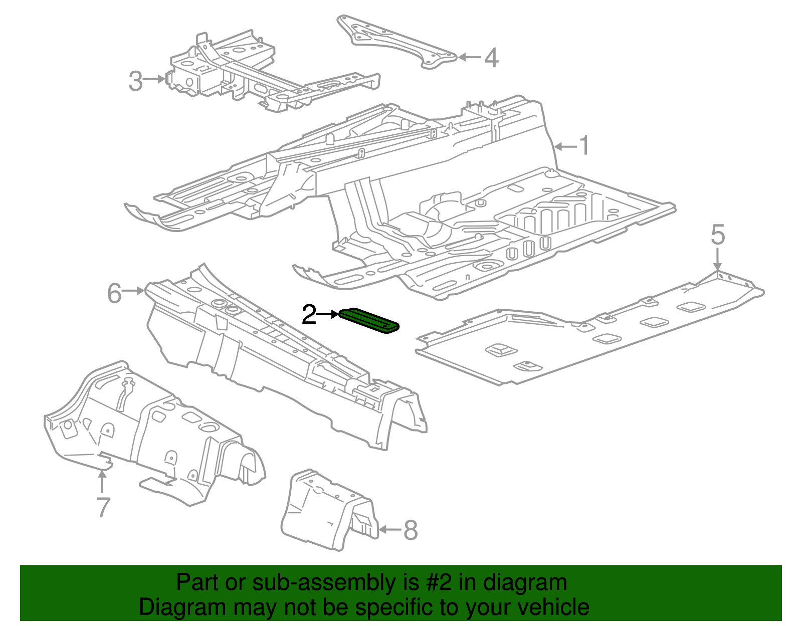 Floor Panel Number 2 Cross Bar Reinforcement - GM (84077965)