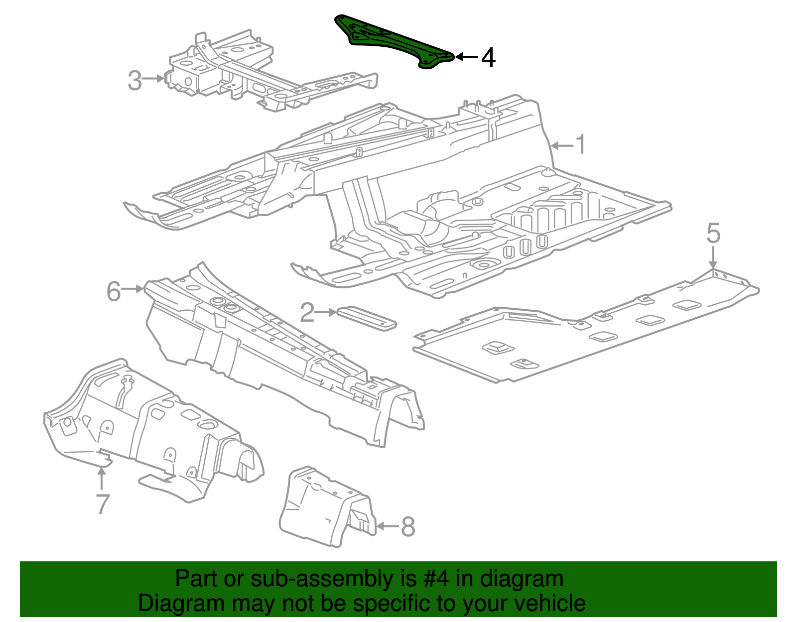 Number 4 Floor Panel Cross Bar Reinforcement - GM (84030713)