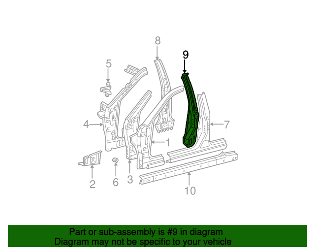 20042006 Toyota Camry Pillar Reinforced 6130333030 Discount Parts