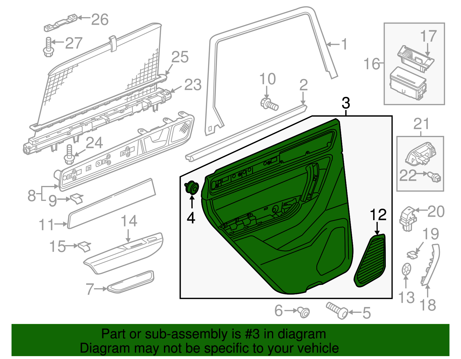 Door Trim Panel - Volkswagen (7P6-867-215-AC-Y0Z)
