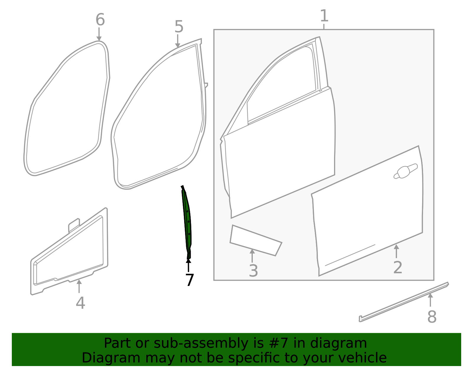 Front Driver Side Door Front Auxiliary Weatherstrip - GM (84028320)