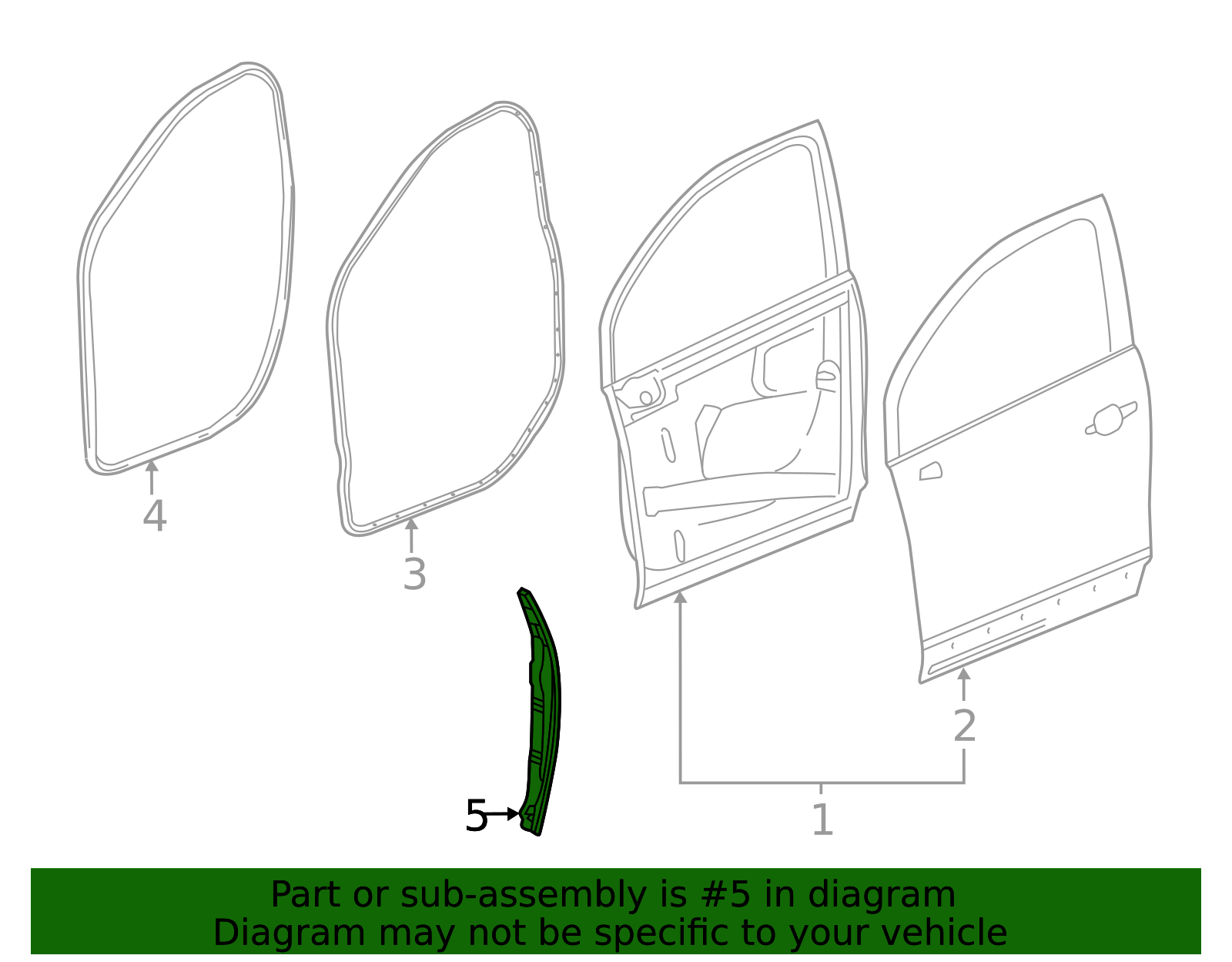 Front Passenger Side Door Front Auxiliary Weatherstrip - GM (95286062)