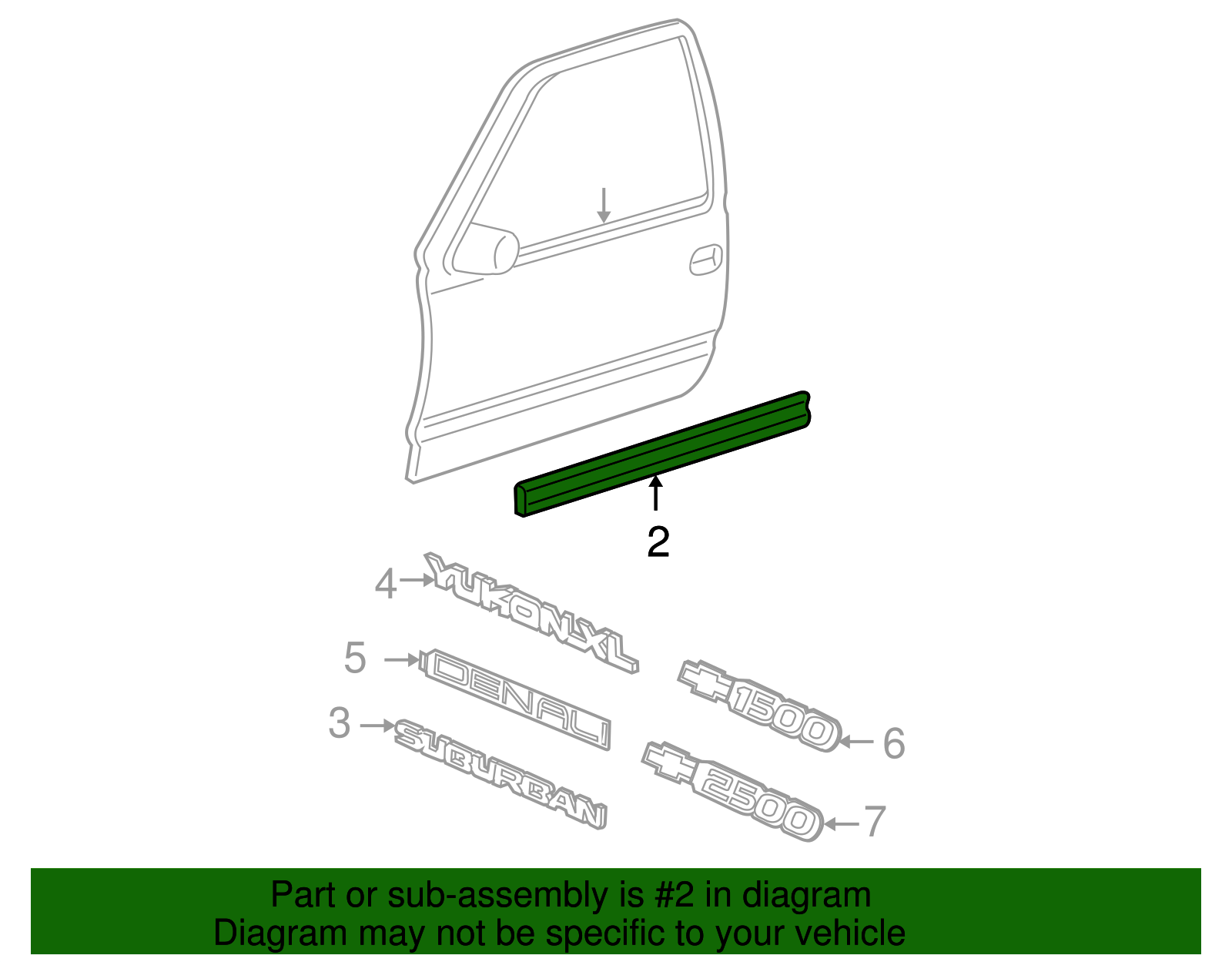 Primed Front Passenger Side Door Molding - GM (88944482)