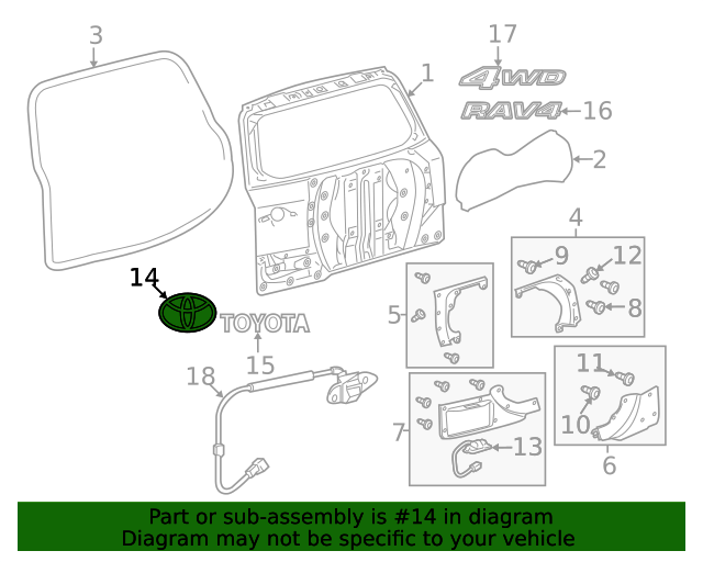 Toyota 75430-42010 Door Emblem Assembly