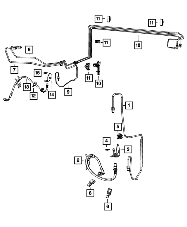 20152016 Mopar Brake Tube Bundle, Left Front 68190123AC Mopar Estores