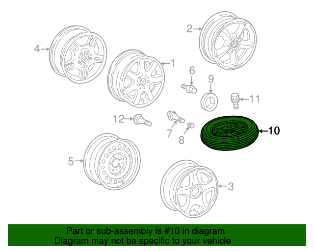 1704001100 Spare Tire 20012005 MercedesBenz