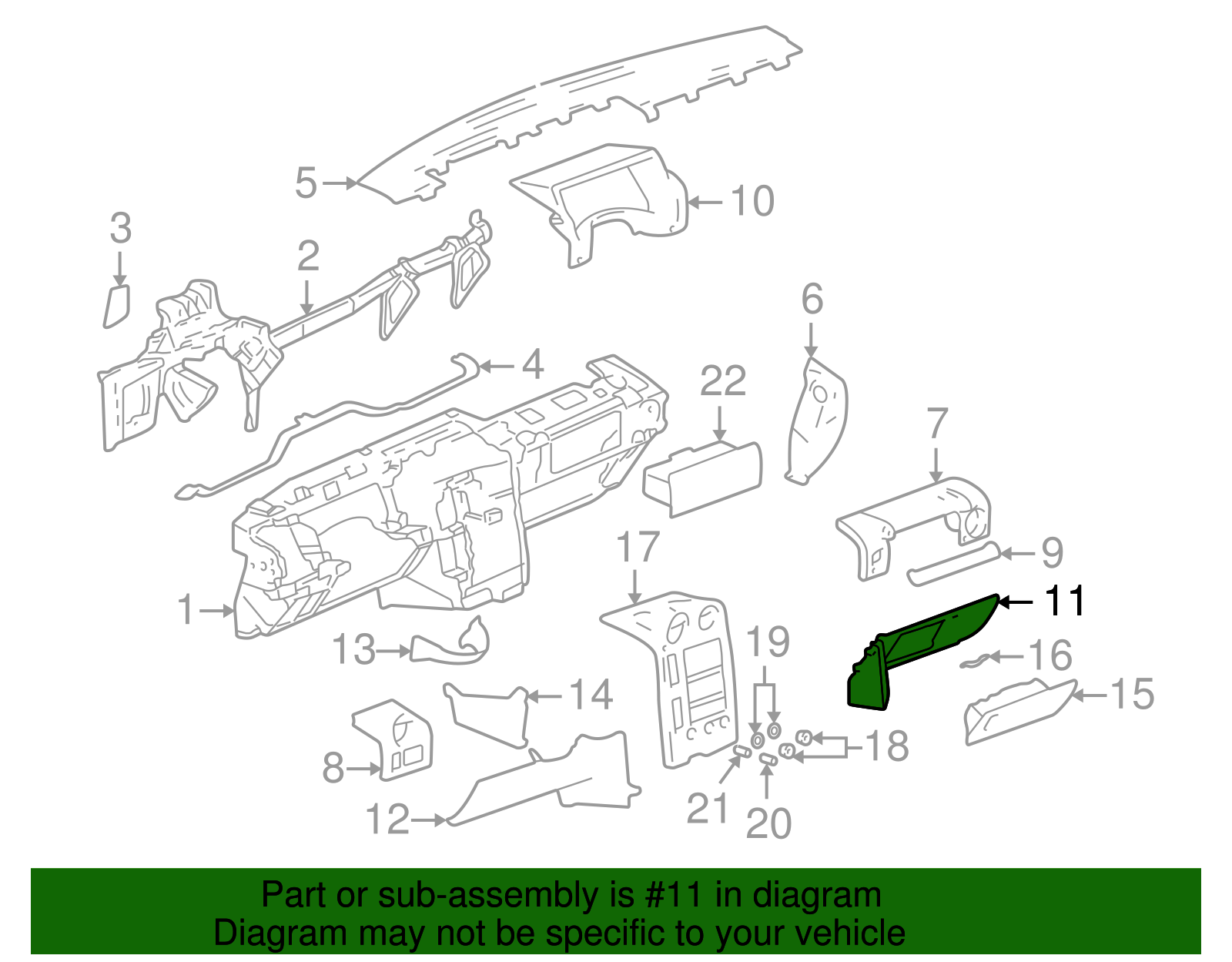 Panel Assembly-I/P Lower Tr                    *Wheat - GM (10393573)