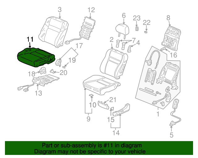 Honda Genuine 81131-SDA-A31ZA Seat Cushion Trim Cover Front Right