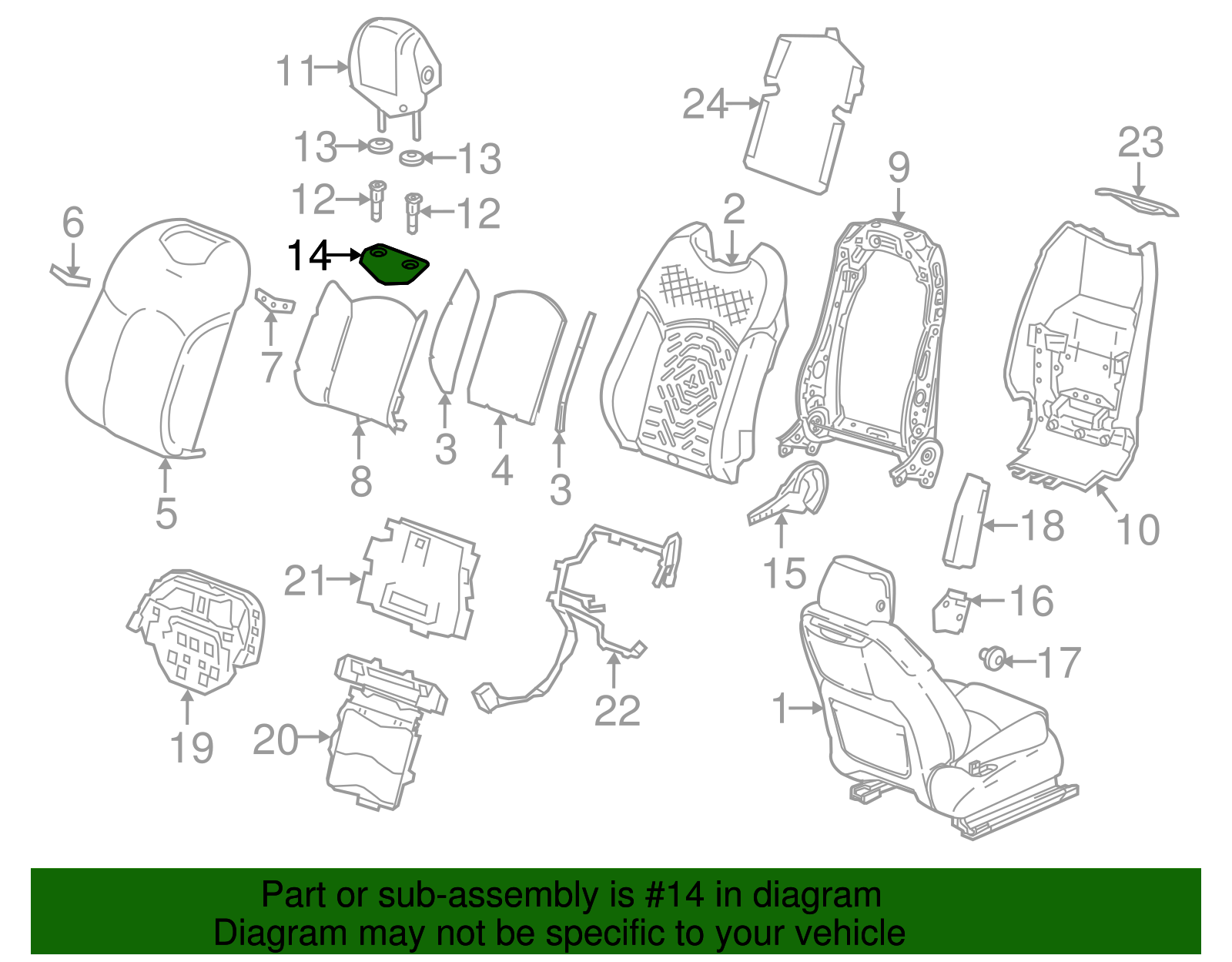 Light Platinum Front Seat Back-Upper Cover - Cadillac (84107666)