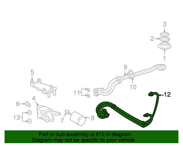 19962005 GM Engine Oil Cooler Pipe Kit with Seal, Cap, and Connector