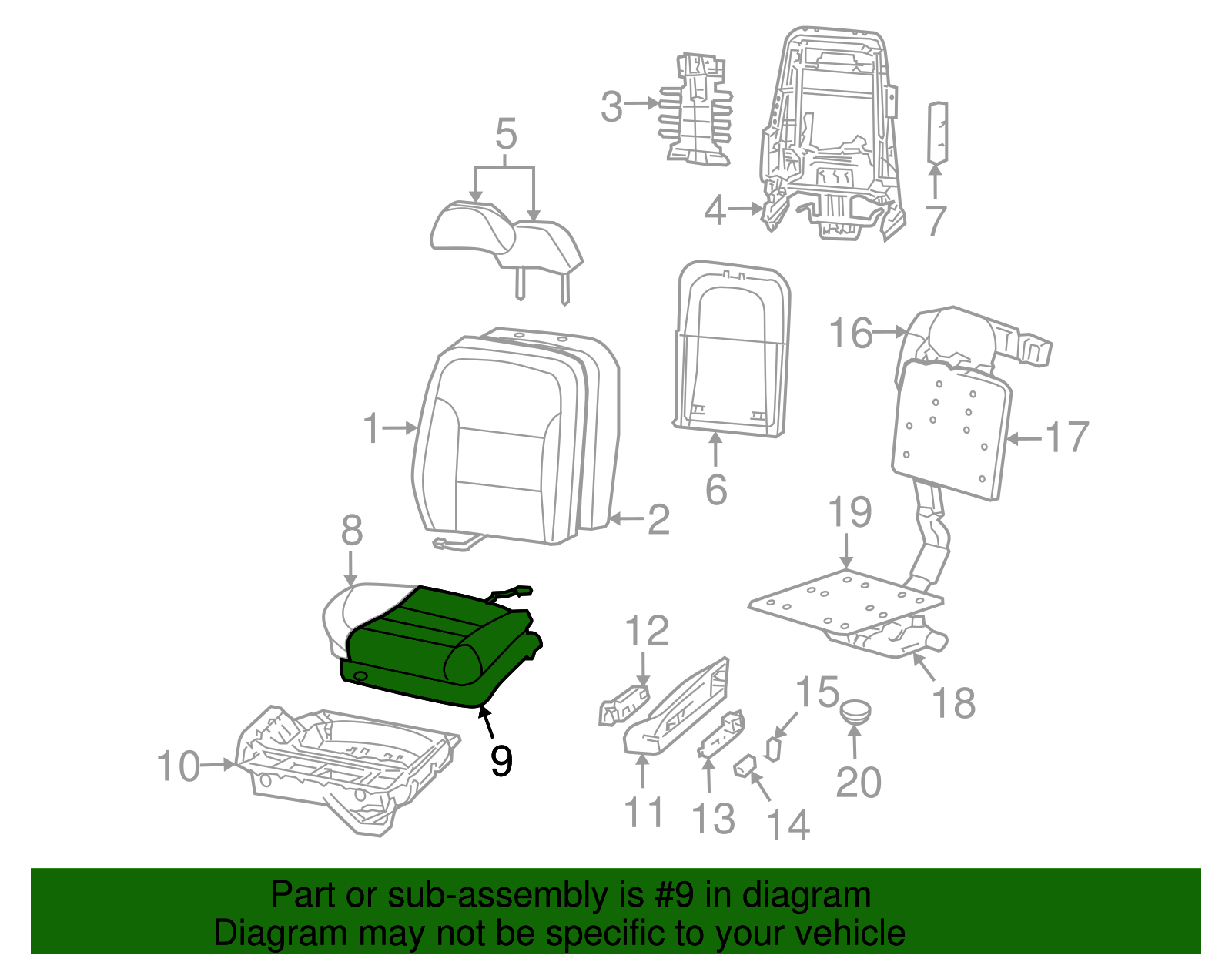 Seat Cushion Pad - Ford (YW4Z-54632A22-BA)