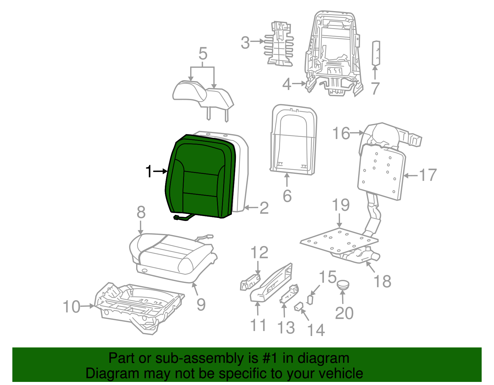 Seat Back Cover - Ford (XW4Z-5464416-AAC)