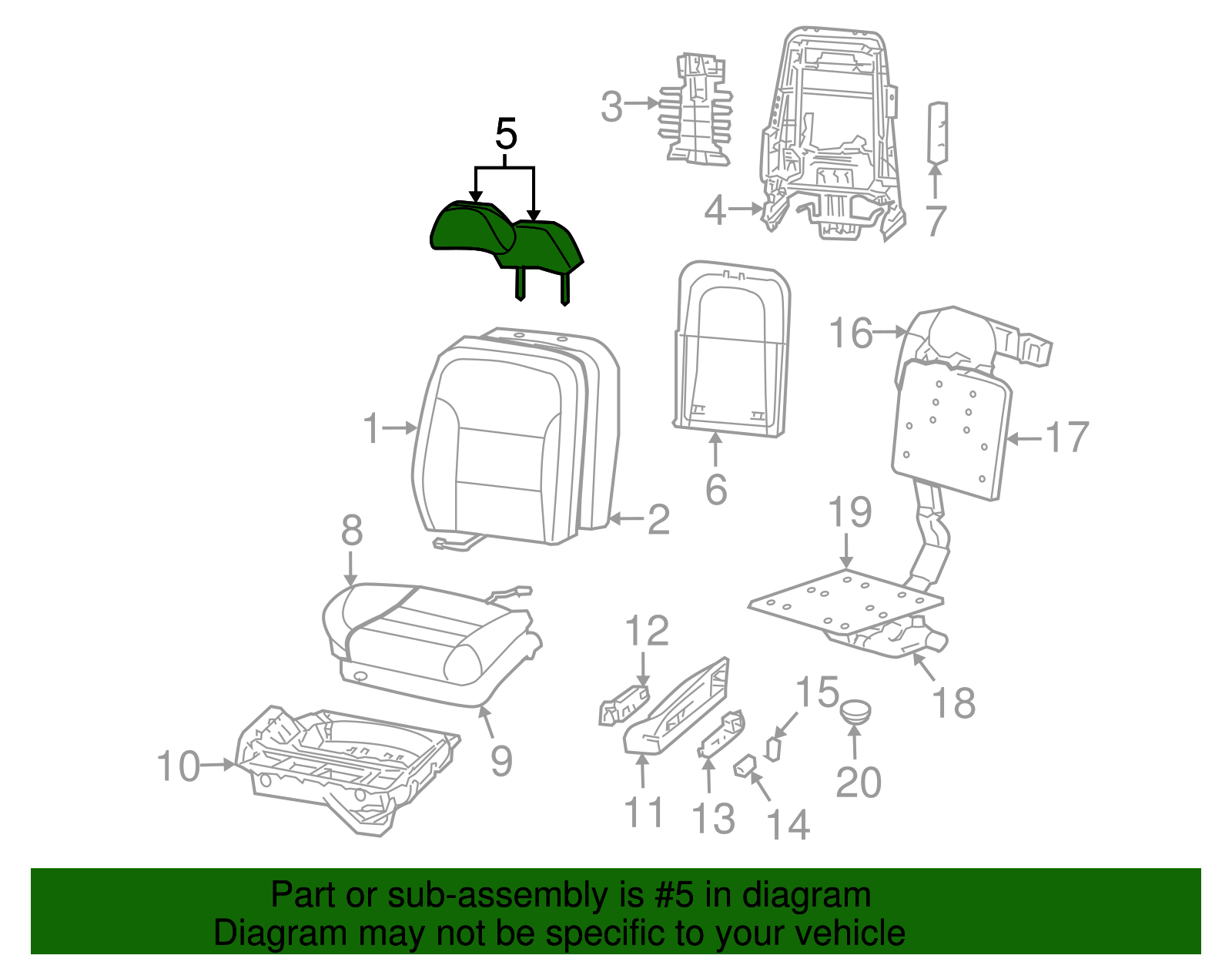 Headrest - Ford (XW4Z-54611A08-EAC)