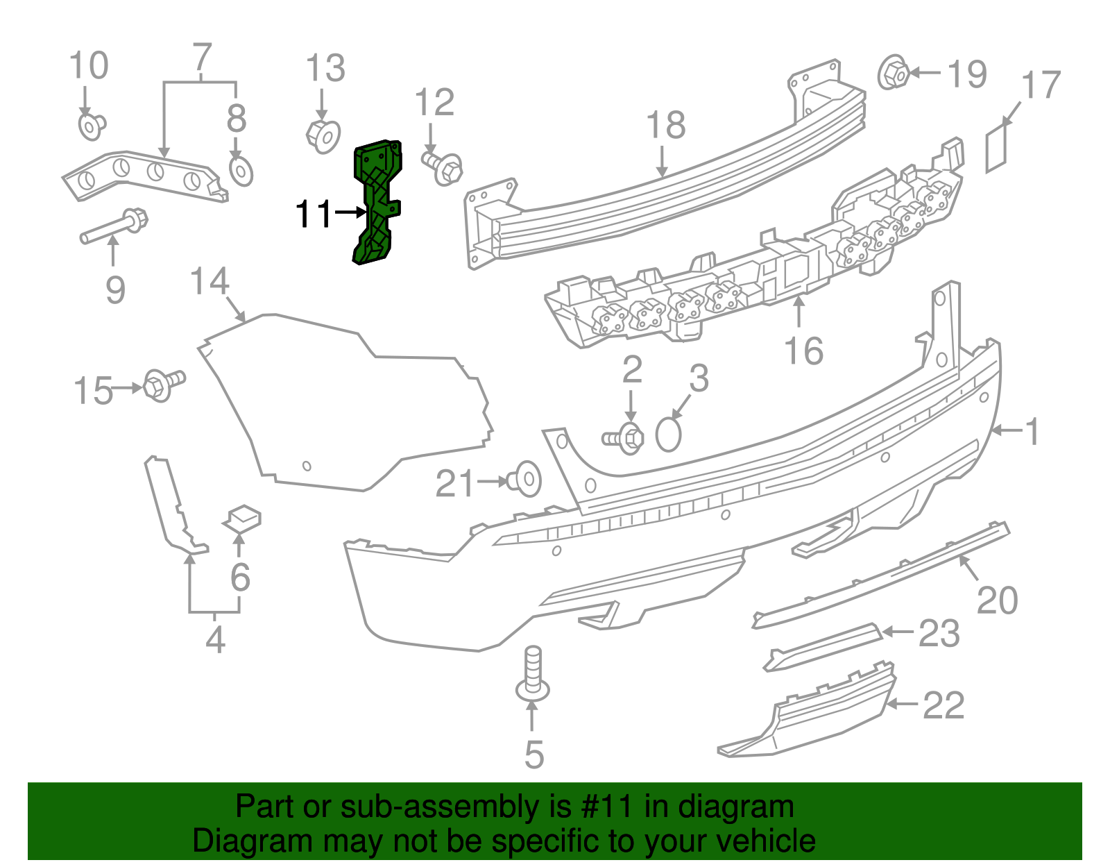 Rear Driver Side Bumper Lower Fascia Bracket - GM (84053001)