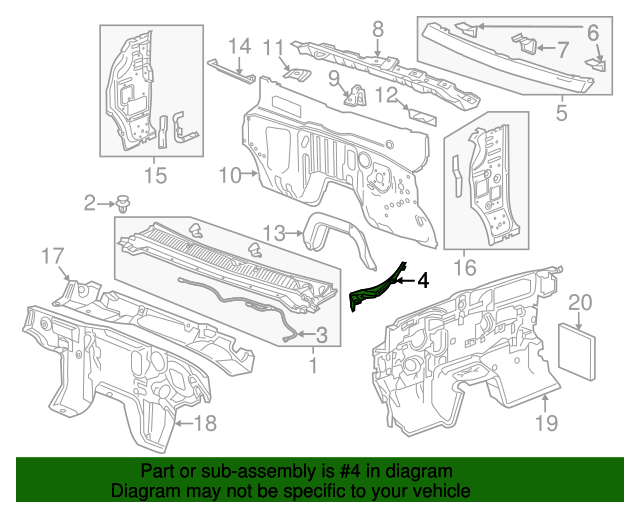 20152022 GM Black Passenger Side Air Inlet Grille Panel Extension