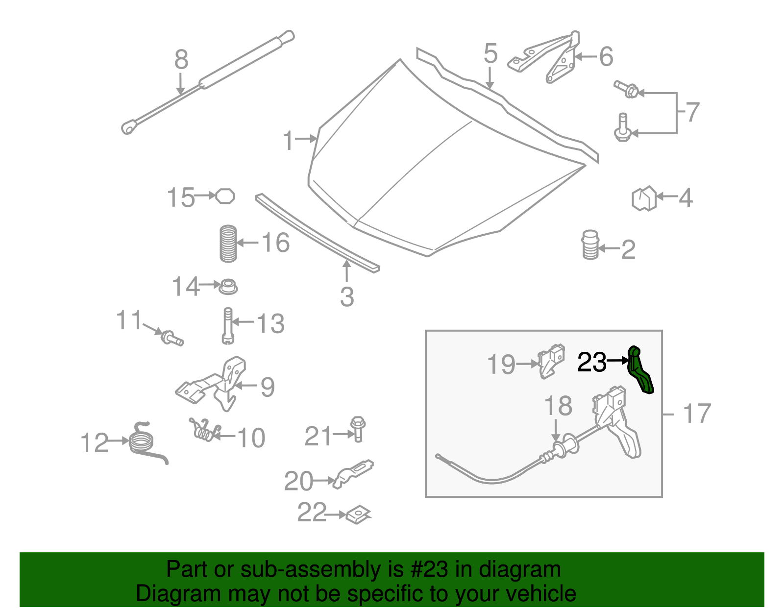 Handle, Hood Prim Lat Rel Cbl - Cadillac (90191287)