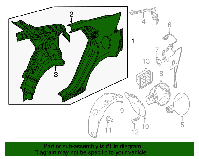 20182019 Hyundai Ioniq Quarter Panel Assembly 70100G2A10 QuirkParts