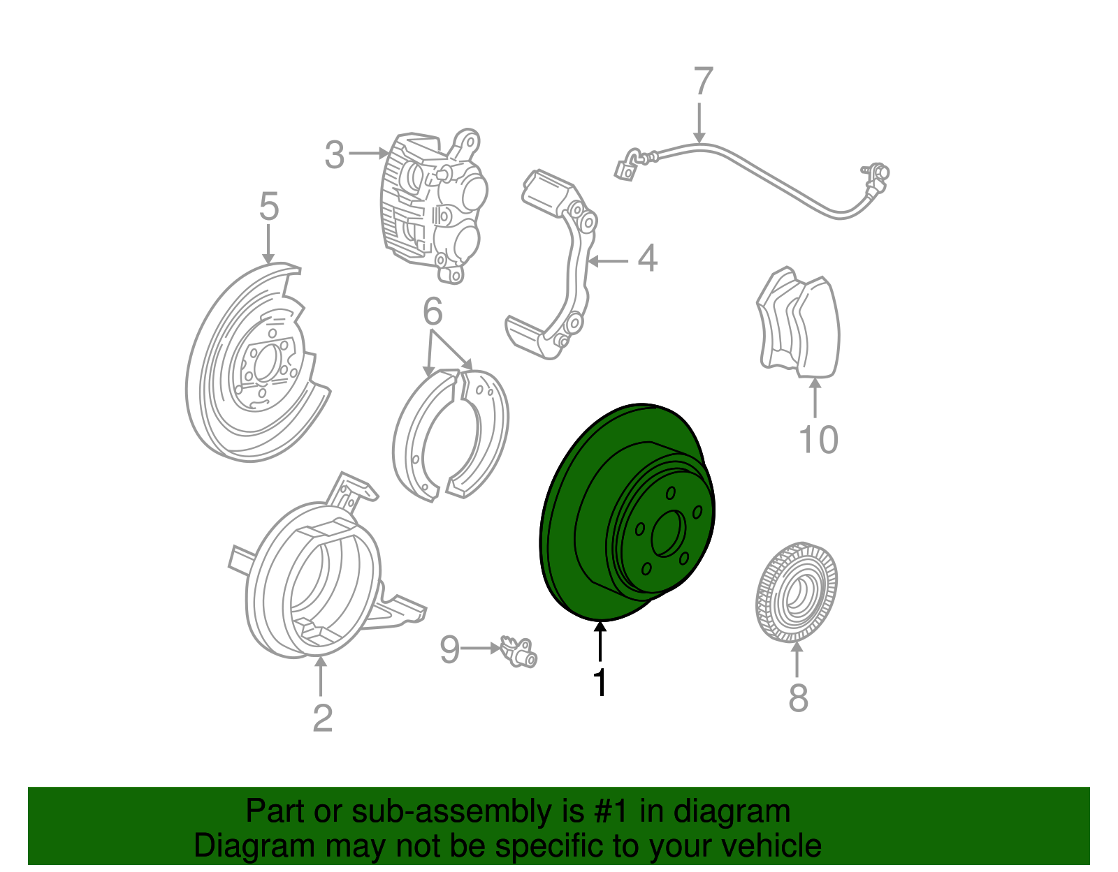 Disc Brake Rotor Rear - Ford (YL7Z-1V125-A)