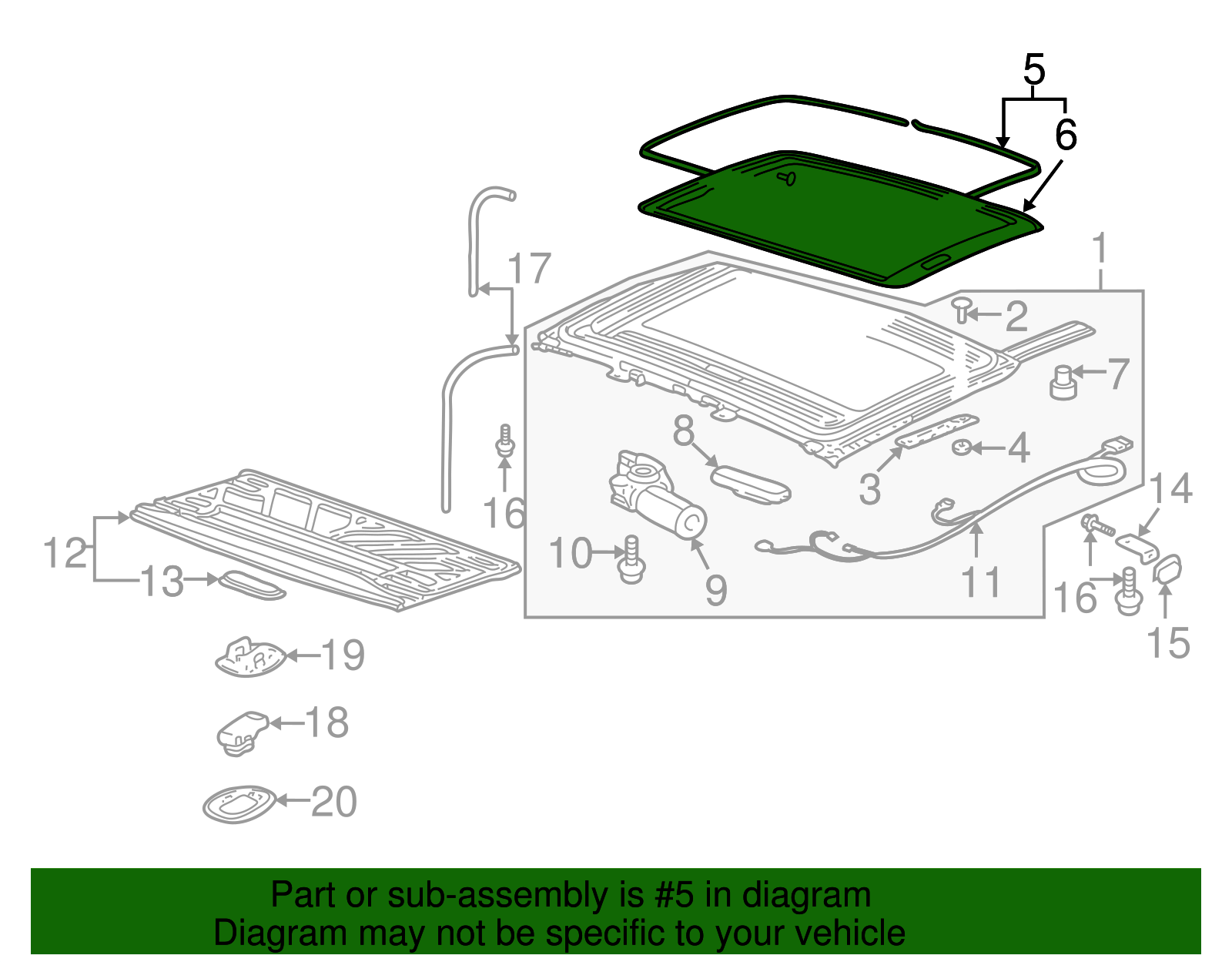 Sunroof Glass - GM (88952270)